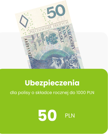 banknot 50 zł z napisem ubezpieczenia 50 PLN