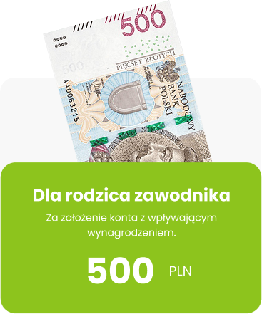 banknoty 500 zł z napisem  "Dla rodzica zawodnika - 500 PLN"